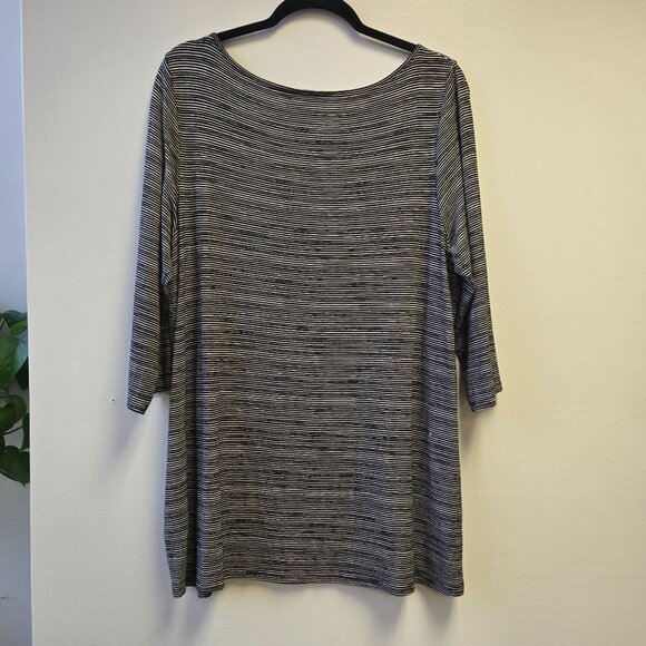 J. Jill Wearever Collection Striped Black & White 3/4 Sleeve Tunic Top Womens Si - Picture 2 of 8